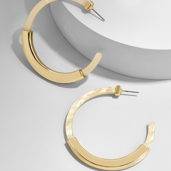 BaubleBar Jewelry - BaubleBar Tassiana Resin Hoops Ivory & Gold